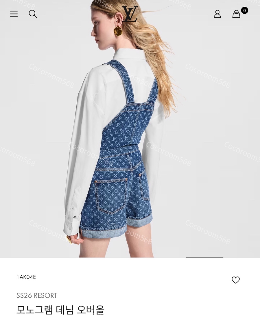 루이비통 데님 오버롤 점프수트