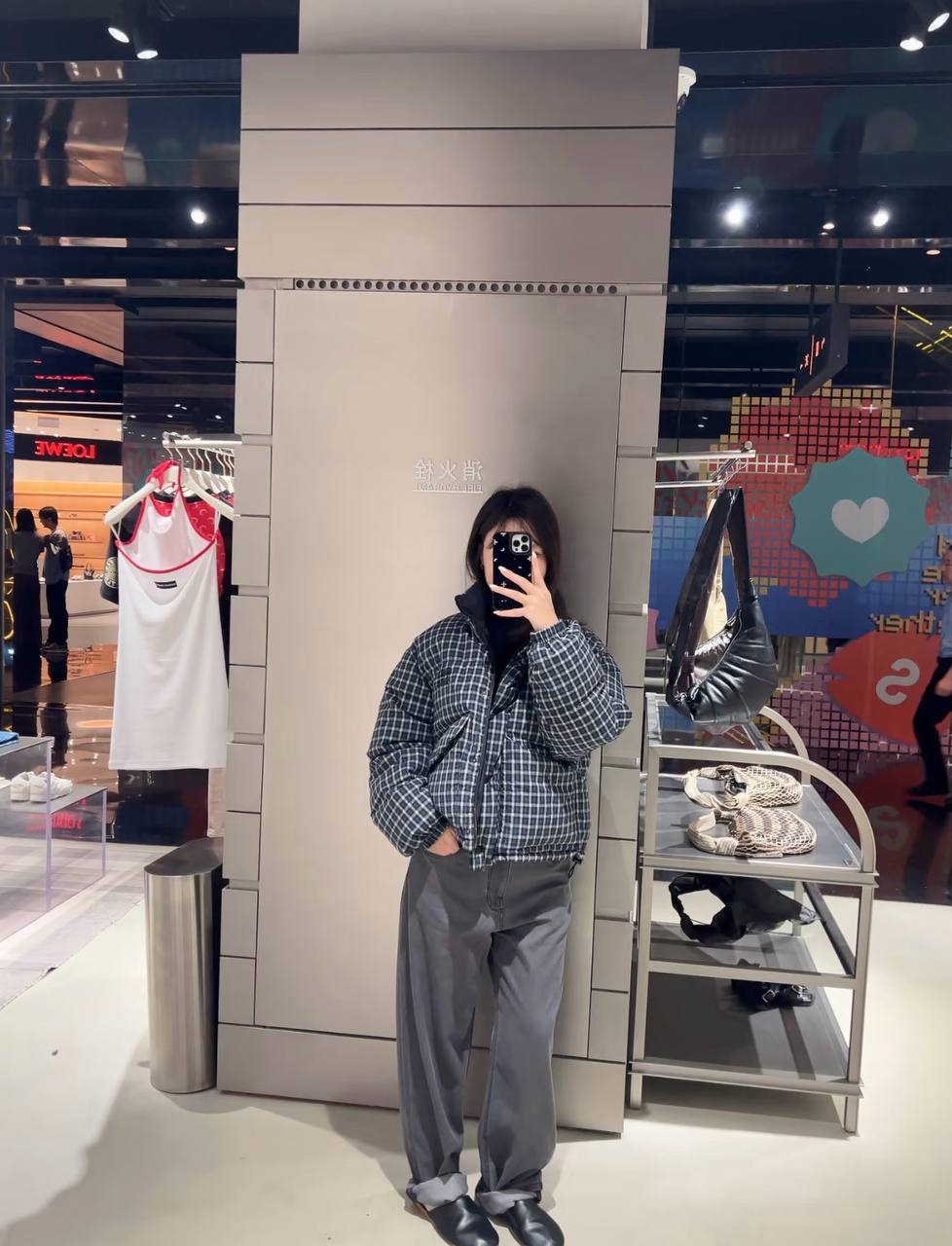 미우미우 체크 다운 패딩