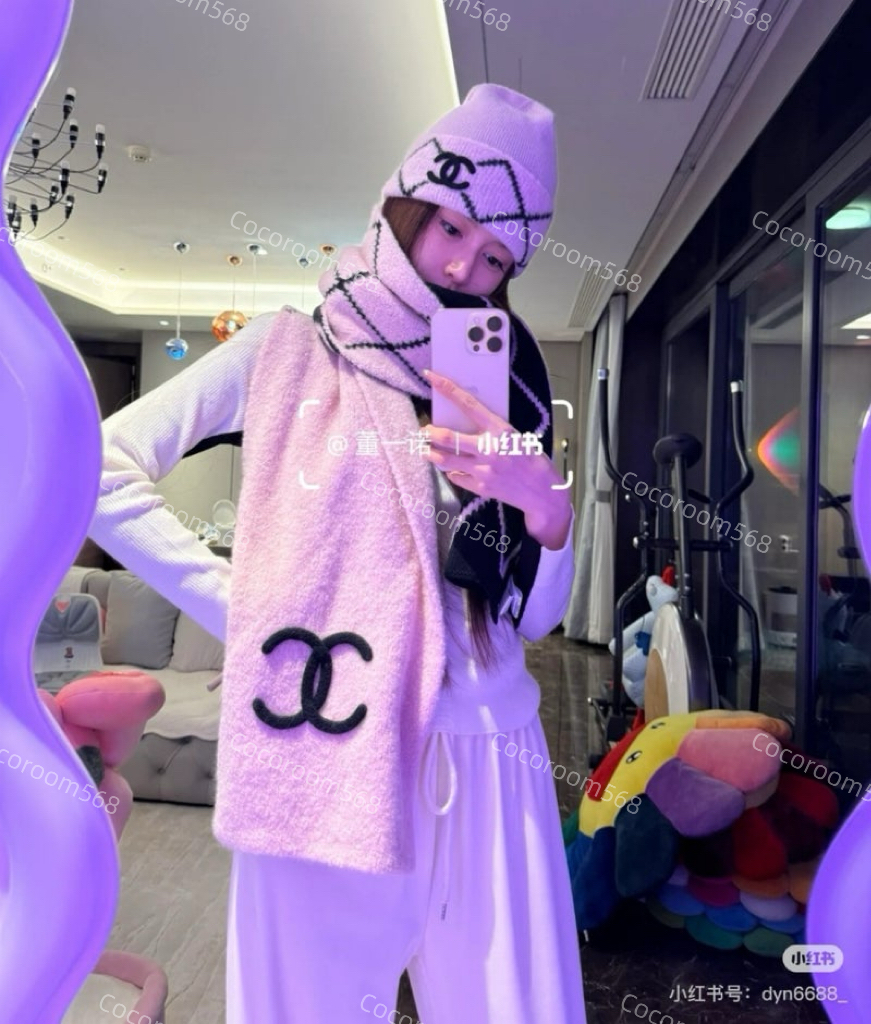 샤넬 캐시미어 비니 모자 머플러 3color